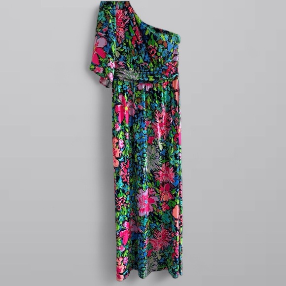 Lilly Pulitzer Niki One-Shoulder Maxi Dress Size S, NWT in Multi Festive Fantasy - Picture 7 of 8